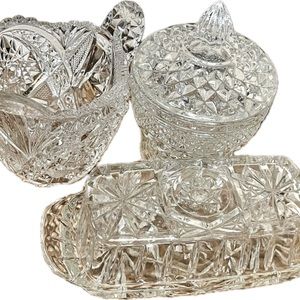 Glass Creamer/Sugar/Butter Set